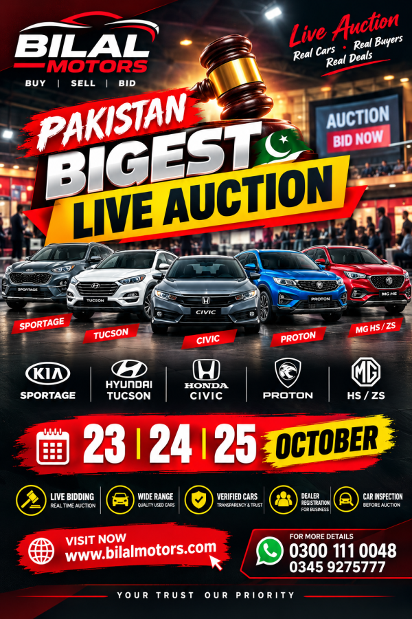 Pakistan Biggest Live Car Auction of 5 cars